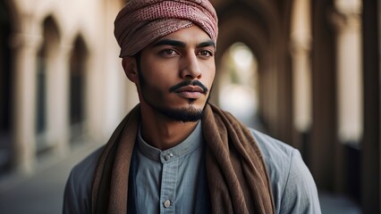 Wall Mural - portrait of a pretty young muslim man, portrait of a man, pretty muslim man