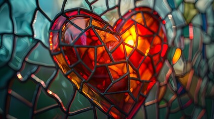 Wall Mural - heart stained glass