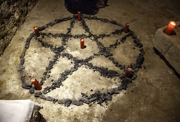 Wall Mural - Pentacle for satanic ritual