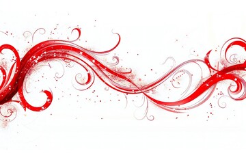 Wall Mural - Red swirls banner isolated on white background Generative Ai 