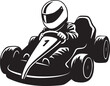 Simple black and white go kart racing icon