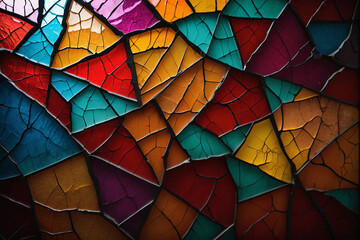 Aufkleber - Colorful cracked glass wallpaper backdrop