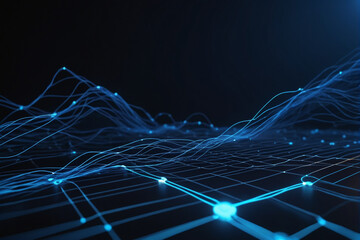 Aufkleber - Cyber big data flow. Blockchain blue data fields. Network line connect stream