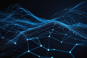 Aufkleber - Cyber big data flow. Blockchain blue data fields. Network line connect stream