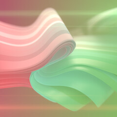 Aufkleber - Smooth wave of colored fabric stripes with trendy gradient. Modern background. 3d rendering digital illustration