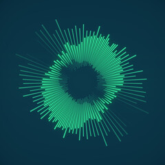 Poster - 3d rendering digital illustration of a bright green circle composed of lines of different lengths
