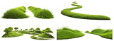 Fototapeta  - Set of green lawns cut out