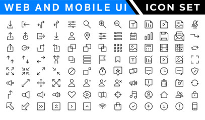 Poster - UI icons set. Vector. For mobile, web, social media, business. User interface elements for mobile app. Simple modern design.
