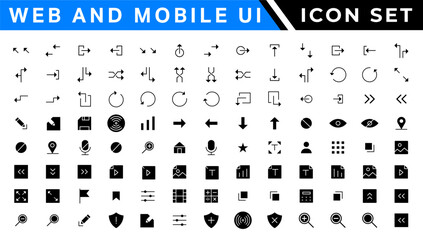 Poster - UI icons set. Vector. For mobile, web, social media, business. User interface elements for mobile app. Simple modern design.