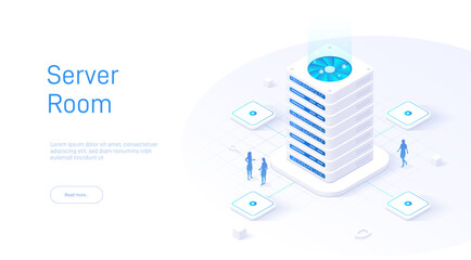 Poster - it is an isometric illustration of a server room