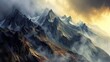 Abstract mountain view icon. Snowcapped peaks, rugged terrain, landscape, natural beauty, panoramic view, outdoor adventure, wilderness . Generated by AI