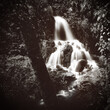 black and white little waterfall