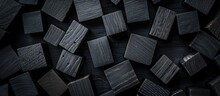 Black Wooden Cubes Texture Abstract Background. AI Generated Image