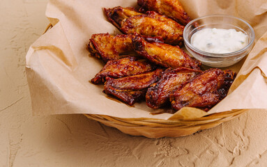 Wall Mural - Barbecue chicken wings in the basket