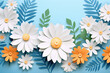 3D rendering of various silhouette style flowers, spring paper cut art concept illustration