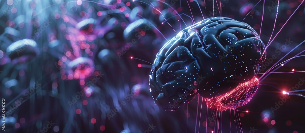Human brain circuit technology artificial intelligence background. AI ...