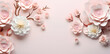 © Oksana - Pink Framework for photo or congratulation with paper spring sakura blossom. Woman's day, 8 march, Easter, Mother's day, anniversary greeting card