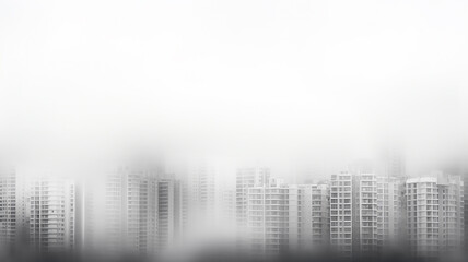 Poster - architectural white urban background with copy space, row of houses on white fog , blank design, urban concept