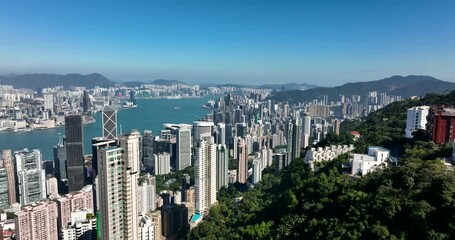 Wall Mural - Drone fly over Hong Kong city