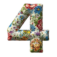 Wall Mural - Floral Pattern Fabric Number 4 Isolated on Transparent or White Background, PNG