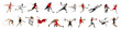 © Lustre Art Group  - Banner. Multisport collage of competitive, strong, athlete people in motion against white studio background. Movement. Concept of sport, action, active lifestyle, achievements, challenges.