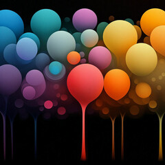 Poster - balloons on black background