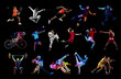 © Lustre Art Group  - Creative sport collage made of portraits of professional athletes in different kinds of sport training against black studio background. Concept of motion, active lifestyle, achievements, challenges.