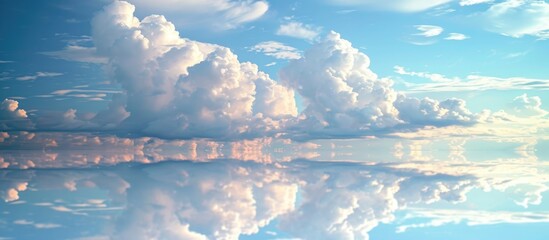 Poster - Tranquil sky reflecting serene clouds.