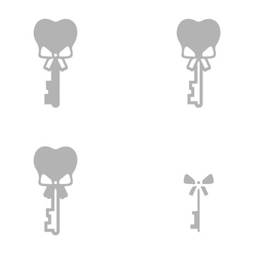 key icon in the shape of a heart on a white background, vector illustration