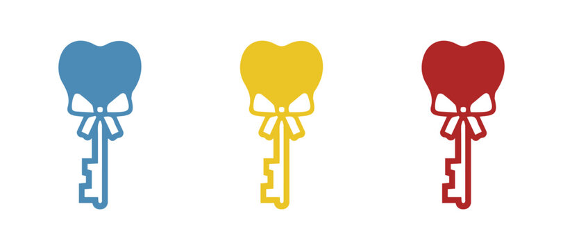key icon in the shape of a heart on a white background, vector illustration