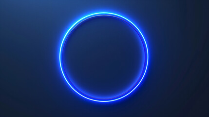 Wall Mural - glowing blue neon circle on a dark background, creating a futuristic and minimalist aesthetic