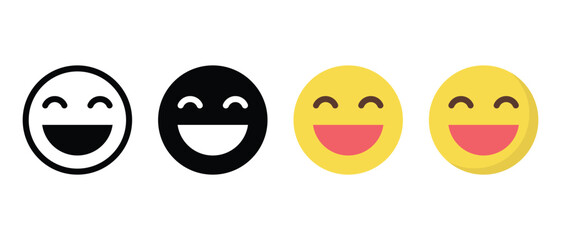 Laughing emoticon with closed eyes in flat style. Lol happy face emoji icon vector