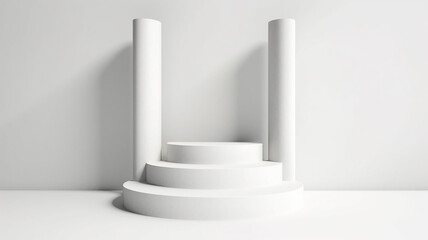 Wall Mural - white podium abstract empty three-dimensional platform design.