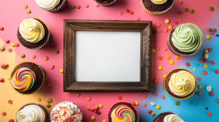 Poster - Cupcake background with white board in the middle