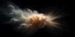 telescope image of a cloud of particles colliding in space, black background and muted color scheme