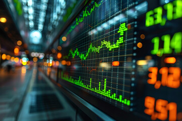 closeup of people cheering for the stock prices and chart showing inclining on big glass screens, at the stock market office