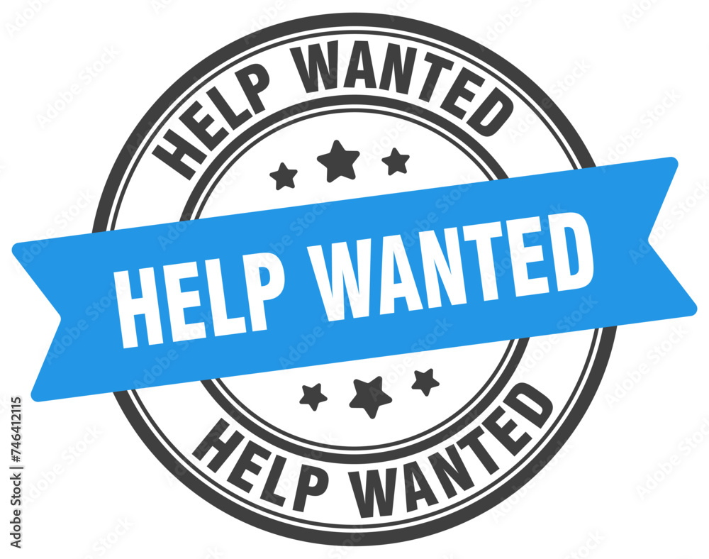 Helpewanted help wanted stamp. help wanted label on transparent background. round ...