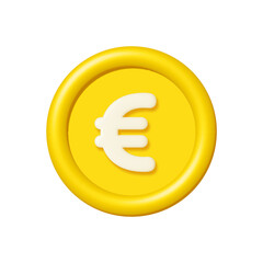 Wall Mural - 3d gold euro coin isolated on white background. design element illustration png.