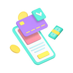 Poster - Online banking digital wallet financial smartphone application 3d icon realistic vector