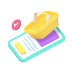 Poster - Online shopping marketplace supermarket smartphone application 3d icon realistic vector