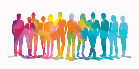 Colorful upper body silhouettes of different working people as human resources and inclusion concept