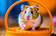 Waiting for adventure: hamster ready for a new home. 