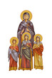 Saint Sophia with kids. Illustration in Byzantine style isolated on white background