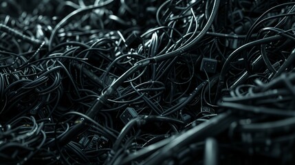Poster - A lot of black cables are causing overcrowding.