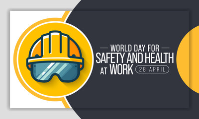 Wall Mural - World day for safety and health at work observed each year on April 28th to promote the prevention of occupational accidents and diseases globally. Vector illustration.