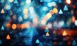 Blue triangle background, bokeh, triangular, blurred triangles background, light with shapes, blurry light, blurry background colorful, night lights, city lights, Generative AI