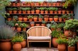 Terracotta Pot Haven: Minimalist Rooftop Garden Designs with Cozy Seating Nook