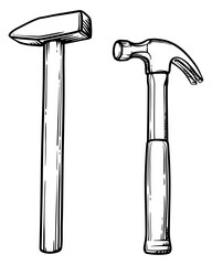 Hammer vector illustration. Two hammers isolated on a white background.