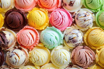 Wall Mural - Assorted Scoops of Colorful Ice Cream Treats