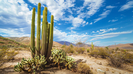 Wall Mural - Beautiful cactus plant with desert